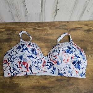 Cacique Floral Print Lightly Lined T-shirt No Wire Bra Size 44DD